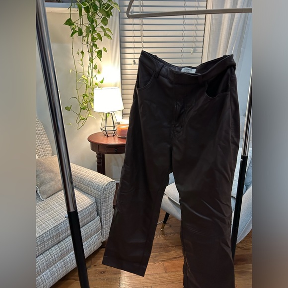 House of CB Inaya Dark Brown Stretch Vegan Leather Trousers - Picture 8 of 10